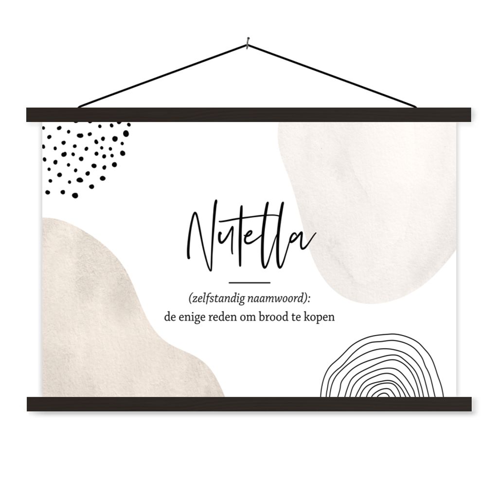 MuchoWow Textilposter Nutella - Sprichwörter - Zitate - Nutella Definition - Wörterbuch 150x100 cm mit schwarzem Rahmen - Schlafzimmer