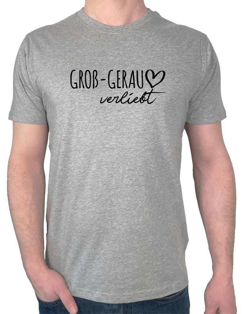 Huuraa Herren T-Shirt Groß-Gerau verliebt XL Sport Grey Bio Baumwolle Fairtrade Herrenshirt Geschenkidee