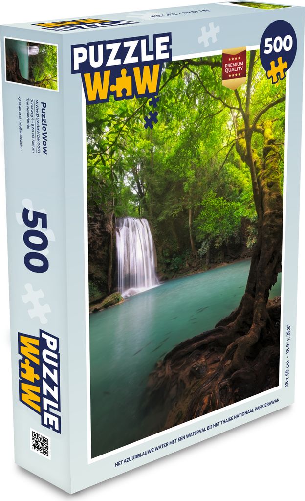 MuchoWow Puzzle 500 Teile Das azurblaue Wasser mit einem Wasserfall im thailändischen Erawan-Nationalpark - Denken - Spiel - Toy