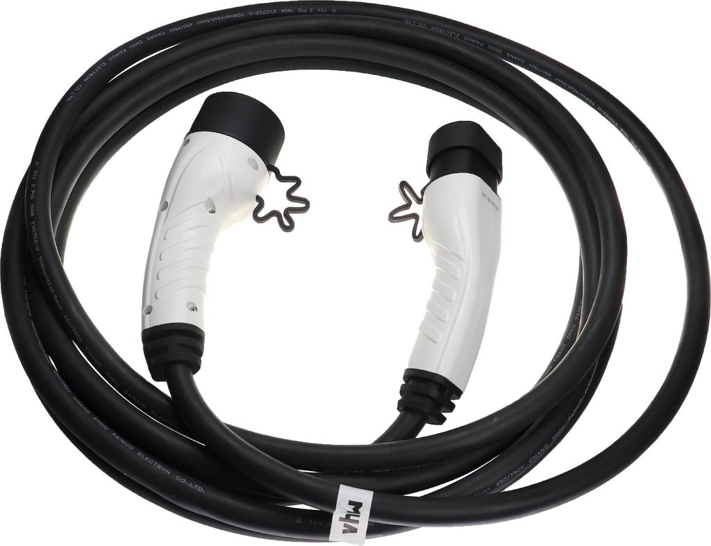 vhbw Ladekabel Typ 2 zu Typ 2 für Elektroauto, 3-phasig, 32 A, 22 kW, 7 m