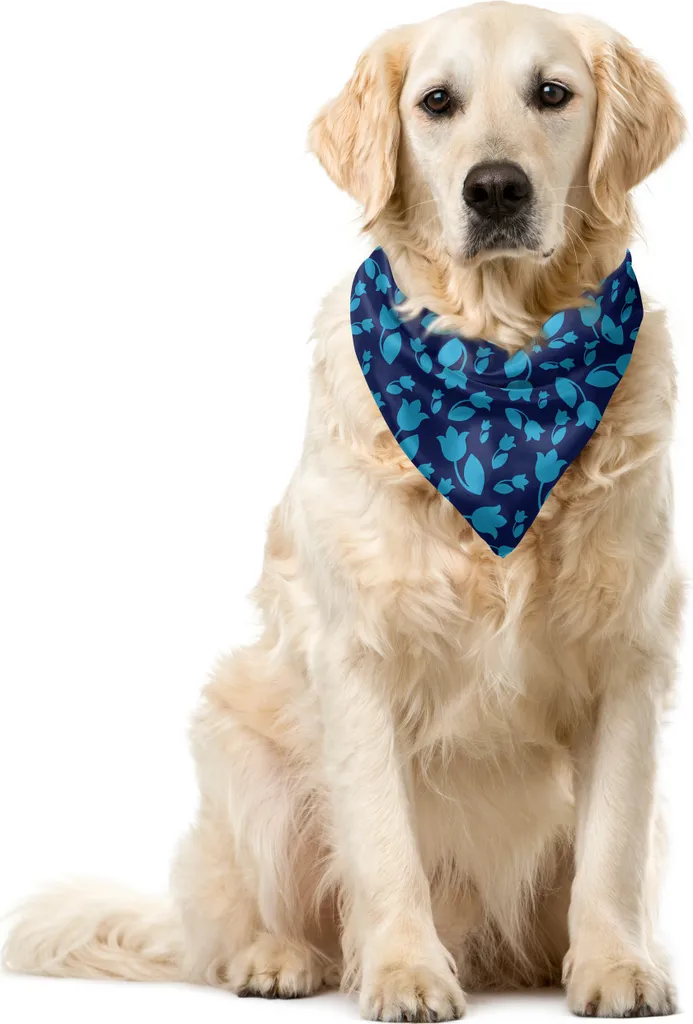 Regalo Originale Cani: Bandana ABAKUHAUS Fiori Blu 40x40cm