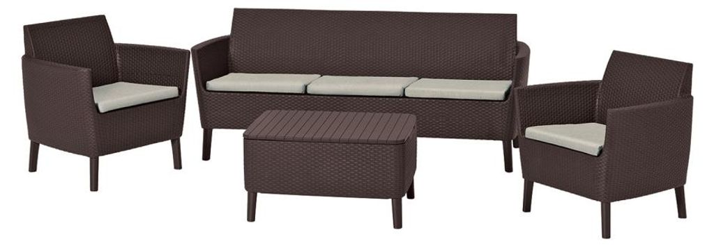 Gartenmöbel-Set KETER Salemo 3-Sitzer-Sofa – braun/beige