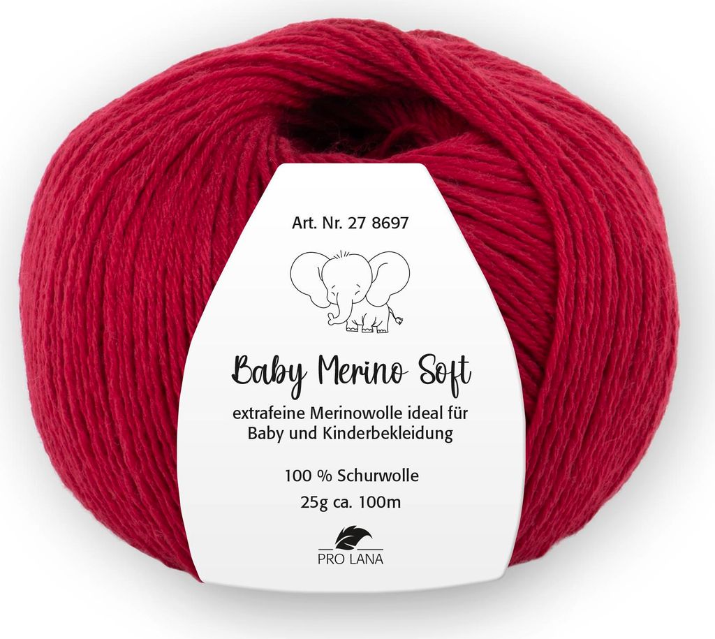 Pro Lana Baby Merino Soft 25g extrafeine Wolle Babywolle 100% Schurwolle 100 m NS 2,5-3,5mm 31 weinrot