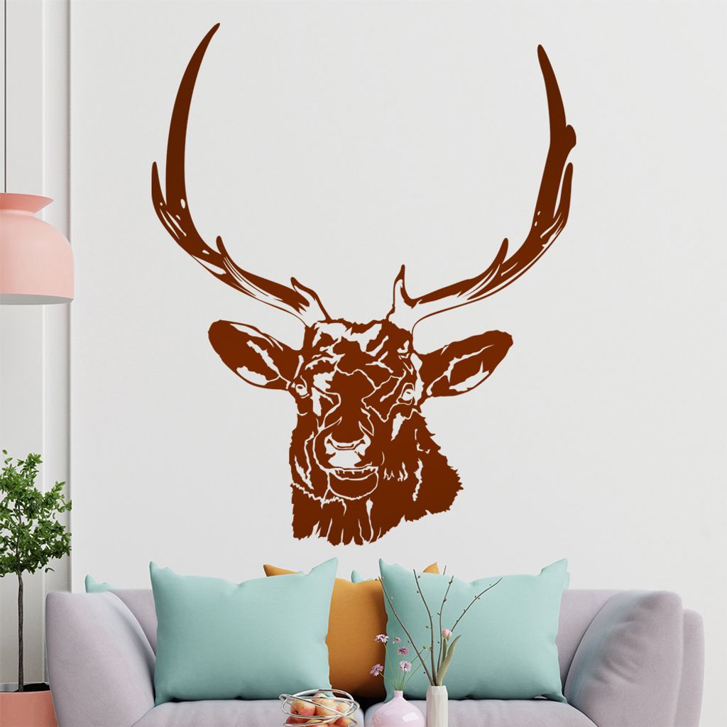 hauptsachebeklebt KIWISTAR Hirsch Motiv 3 Geweihträger Wandtattoo in 6 Größen - Wandaufkleber Wall Sticker - Dekoration, Küche, Wohnzimmer, Sch...