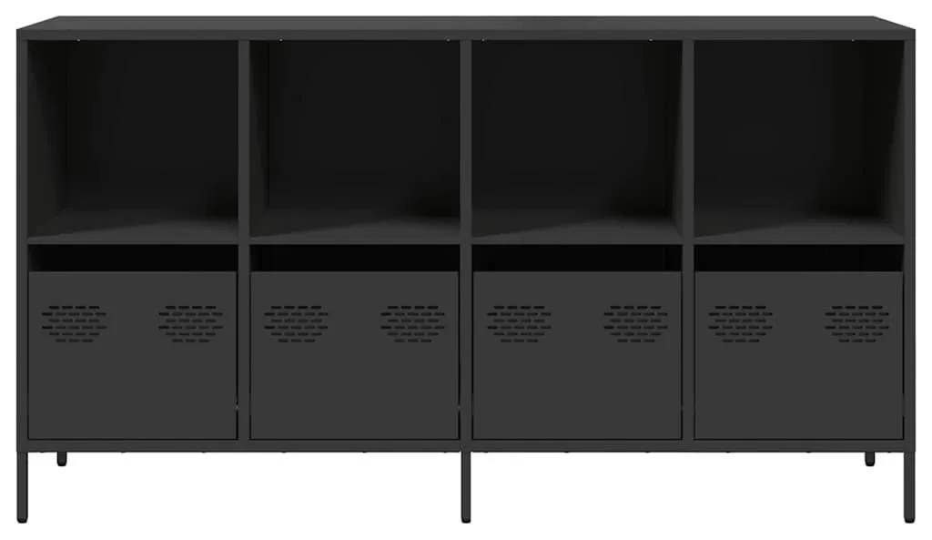 Sideboard Noir Robuste 135 cm - Solution de Rangement Acier Anti-Poussière - 5