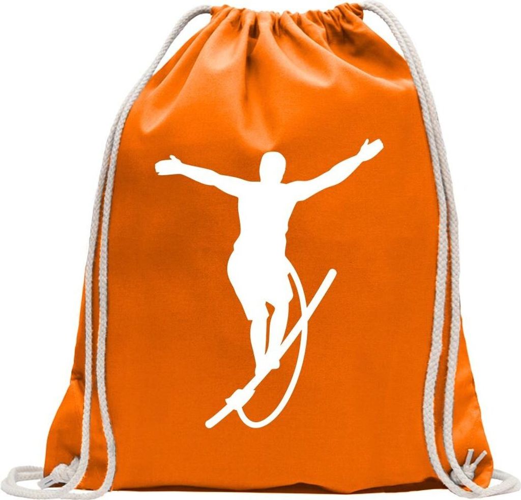 Kiwistar - Turnbeutel - mandarin - Seiltanz Laufen Sport Figur - Fun Rucksack Sport Beutel Gymsack Baumwolle mit Ziehgurt