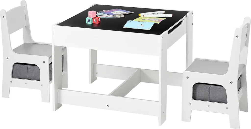 Fini le désordre avec cette table enfant et chaises à rangement intégré