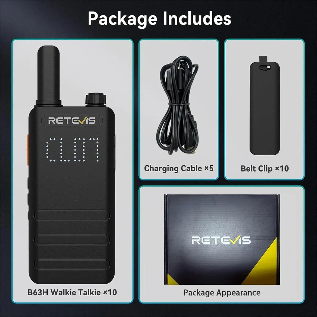Radio bidirectionnelle rechargeable USB C avec kit mains libres (10 unités) - 5