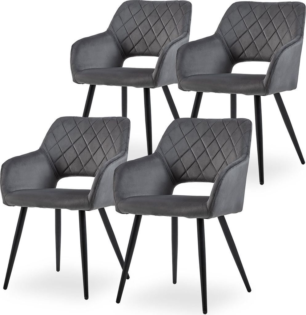 CLIPOP Esszimmerstühle, 4er Set Samt mit gepolstertem Sitz, Produktbild 