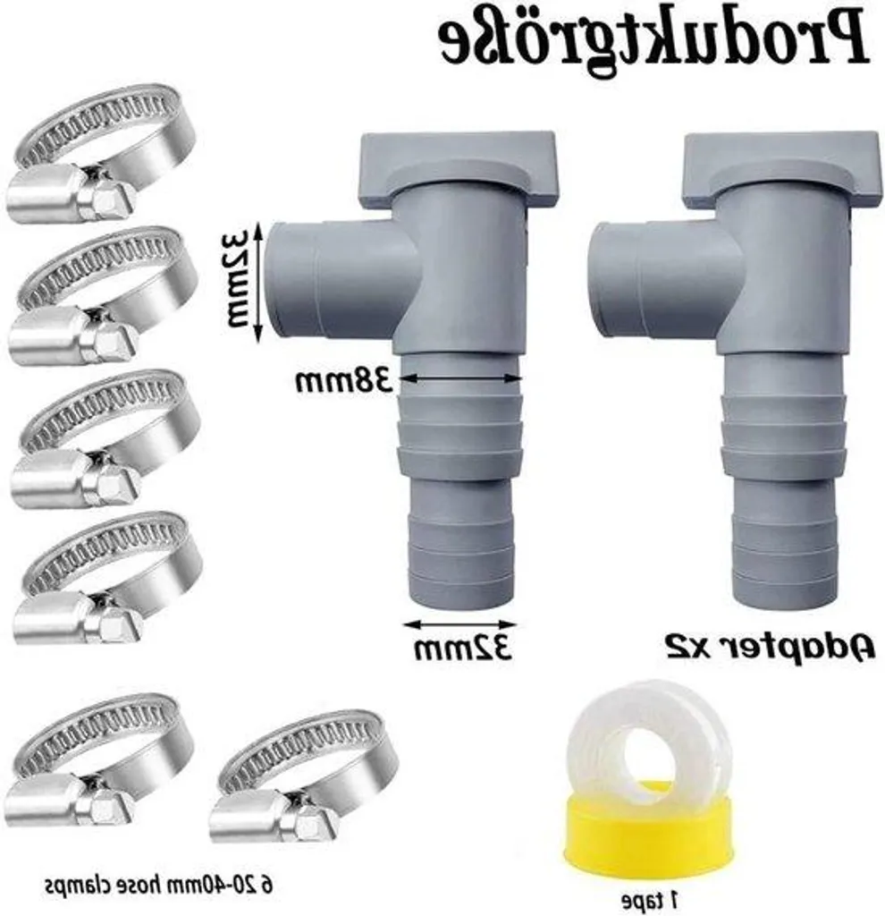 Kit vanne piscine 32 mm haute étanchéité avec adaptateur polyvalent