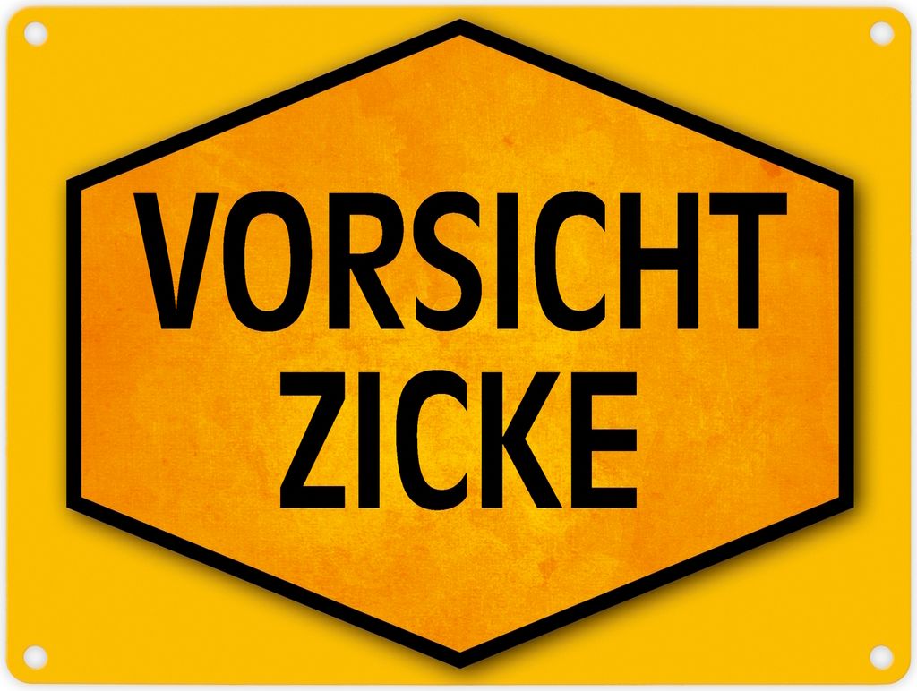 Vorsicht Zicke Warn- und Hinweisschild in Gelb und Schwarz Warnschild Hinweis