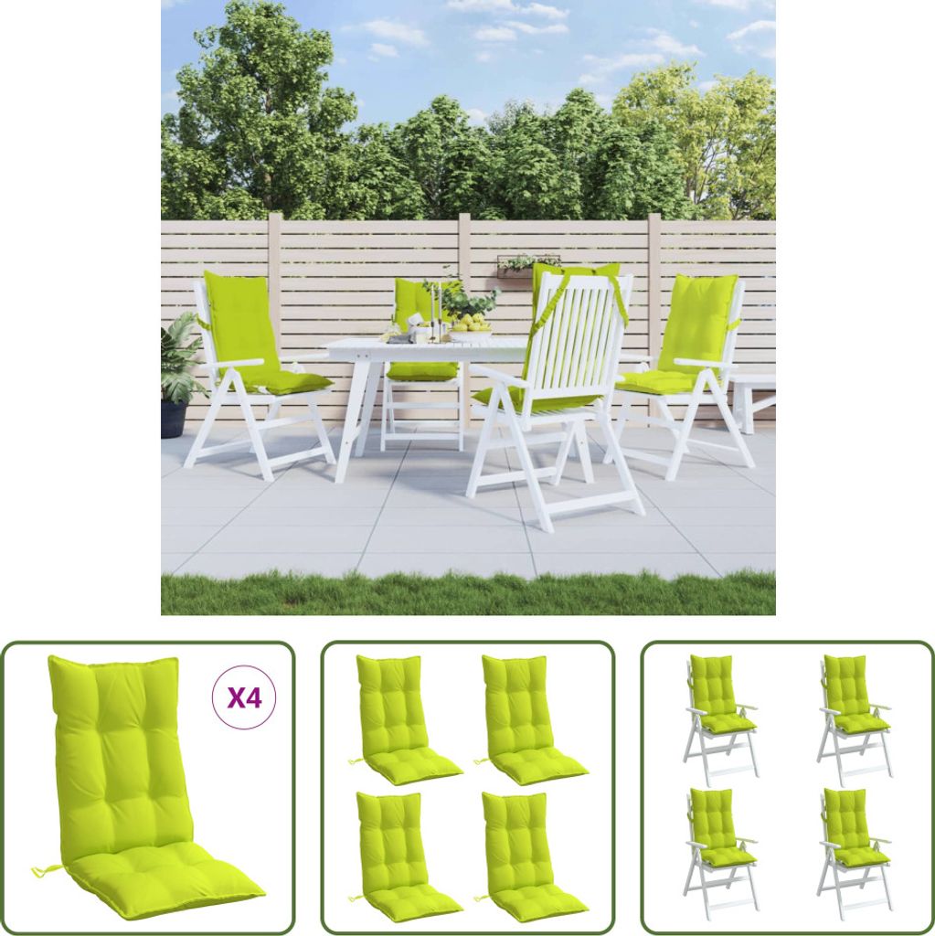 The Living Store Hochlehner-Auflagen 4 Stk. Neongrün Oxford-Gewebe