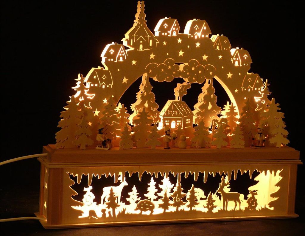 Original Erzgebirgischer Marken Schwibbogen Lichterbogen 50 x 43 cm K50-3_313