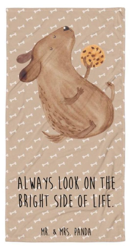 Mr. & Mrs. Panda Handtuch Hund Keks - Hundeglück - Geschenk, Vierbeiner, Sprüche, Hundeleckerli, Strandtuch, Frotteehandtuch, Optimistisch, Reise...