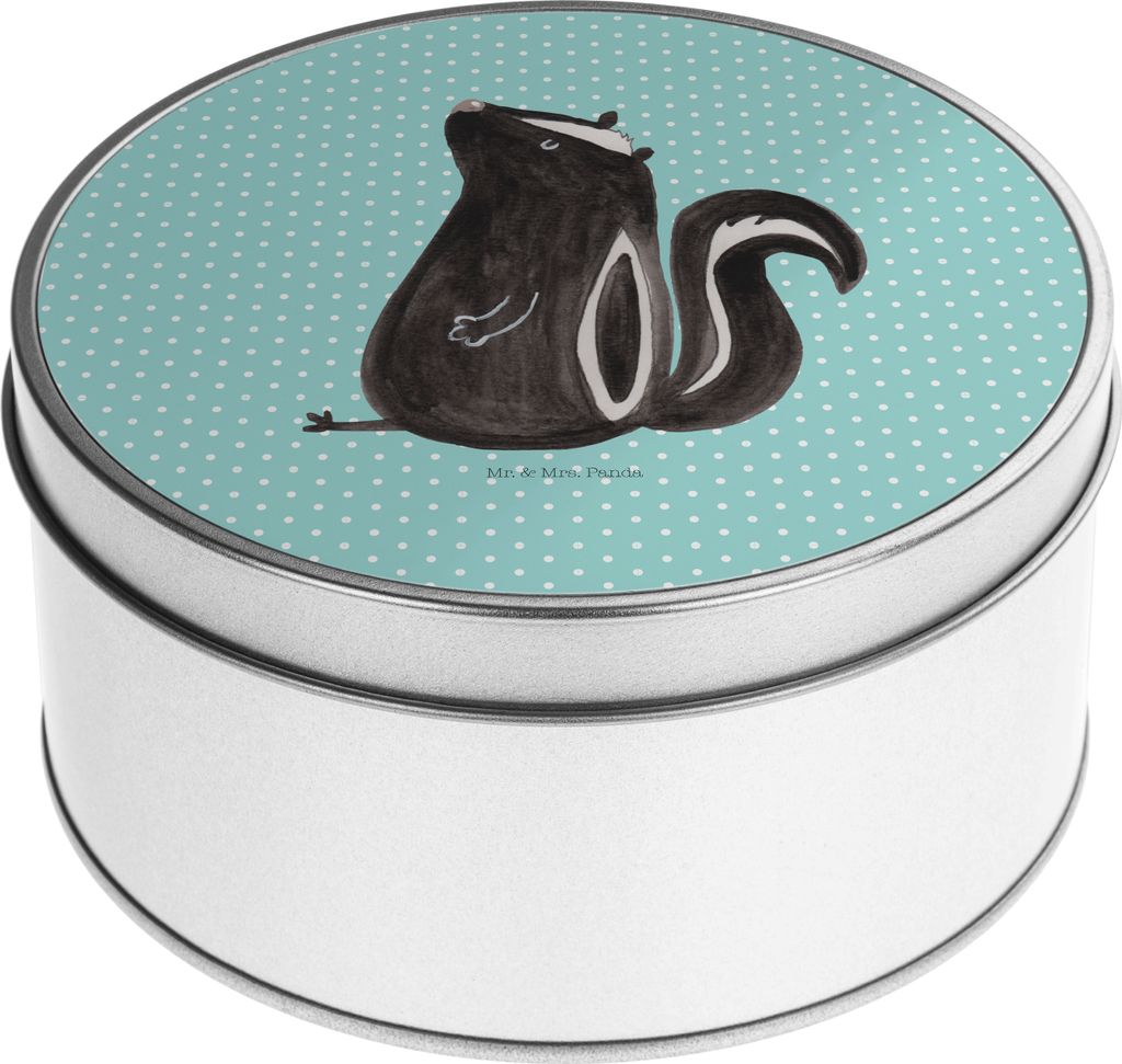 Mr. & Mrs. Panda zuckerdose Stinktier Sitzen - Türkis Pastell - Geschenk, Spruch, Recht, Stinker, Vorratsdosen, Metallbox, Dose, keksdosen, Büro,...