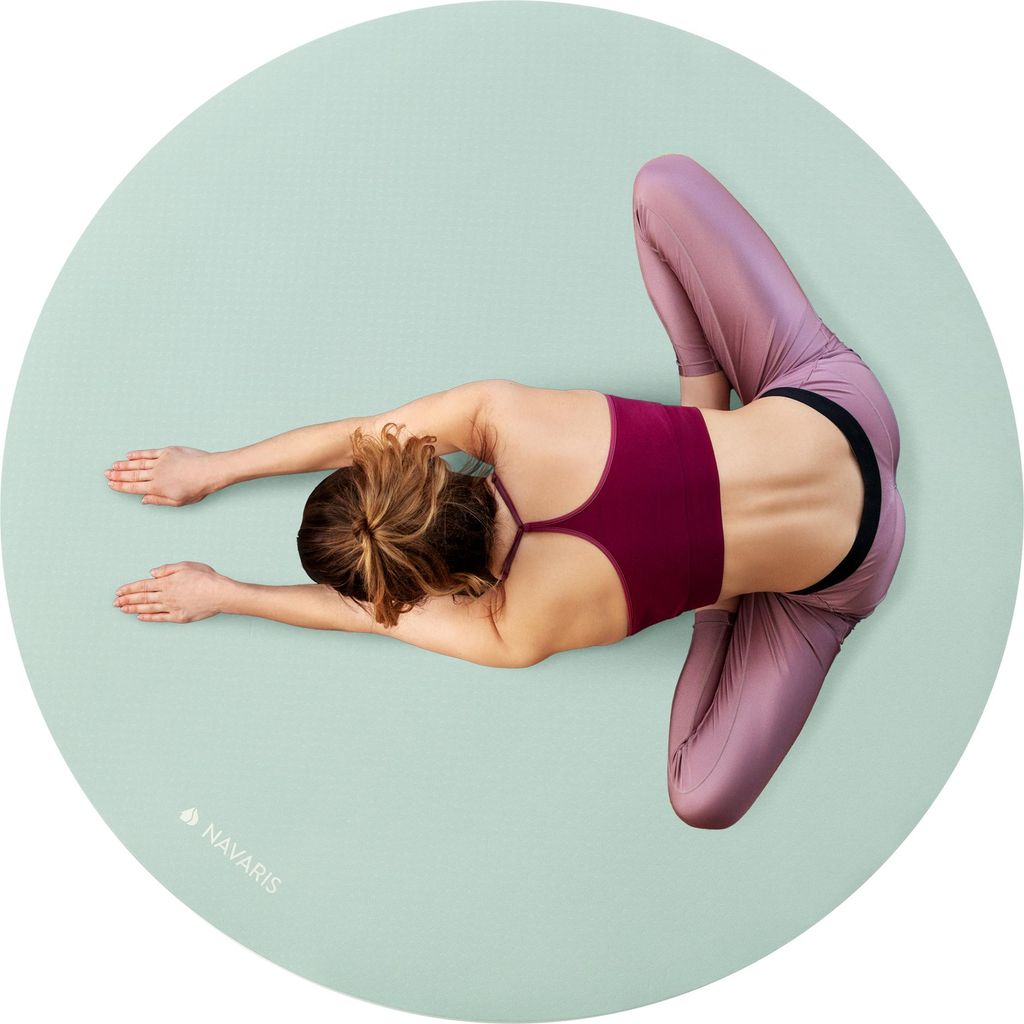 Navaris Yogamatte rund rutschfest groß - Ø 120cm Yoga Matte extra groß - 0,6cm dick - Fitnessmatte für Männer und Frauen - Sportmatte Gymnasti...