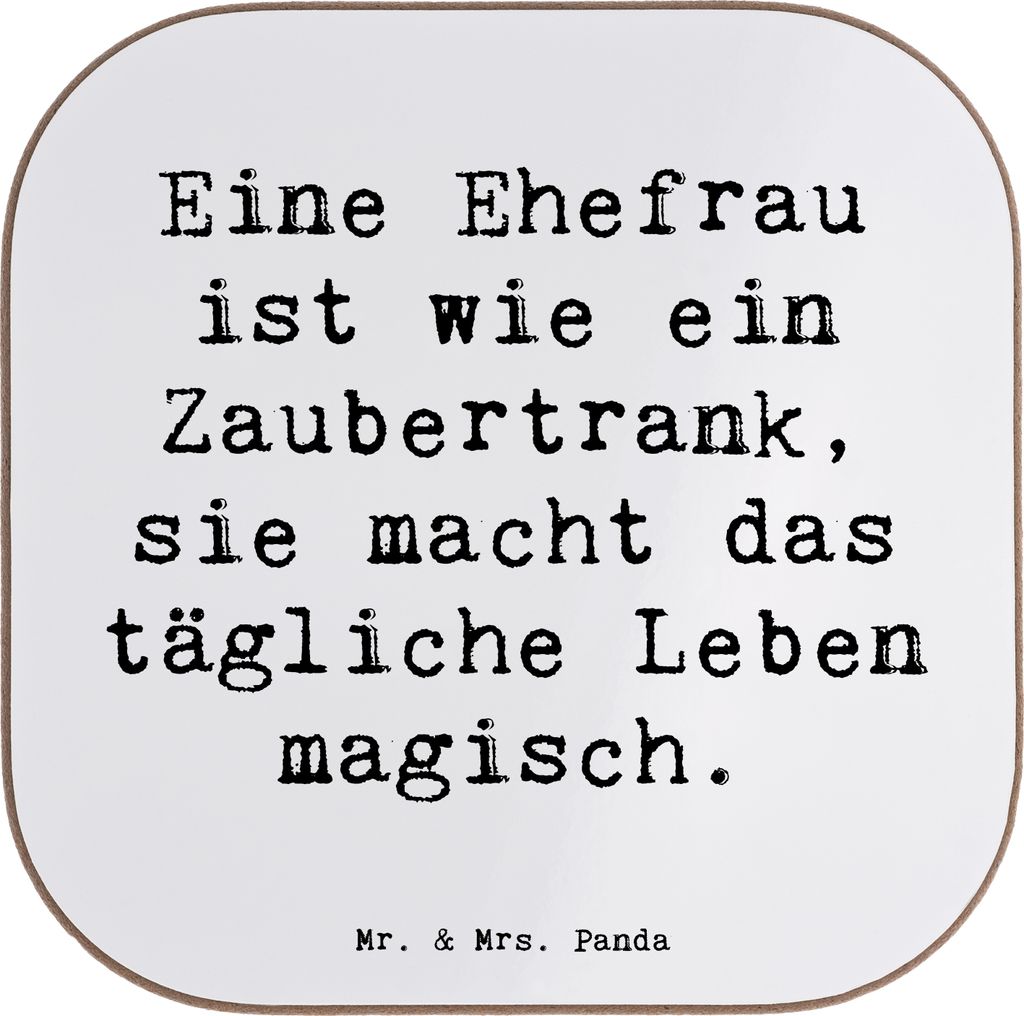 Mr. & Mrs. Panda Personalisierter Untersetzer Magische Ehefrau - Weiß - Geschenk, Magie, für, Flaschenuntersetzer, Bierdeckel, Geburtstag, PErson...