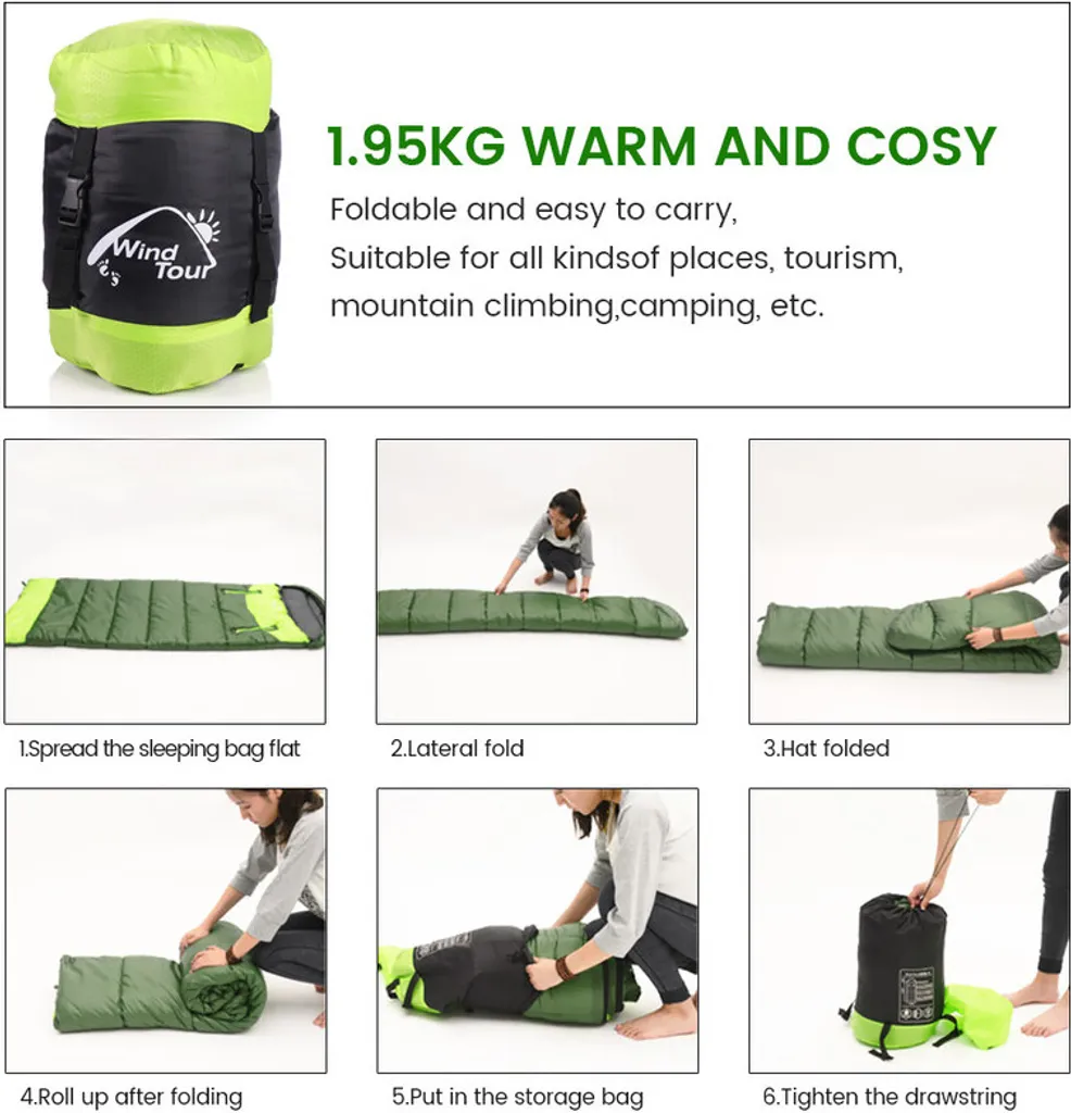 Sac de couchage jumelable droit vert extérieur avec option format XXL