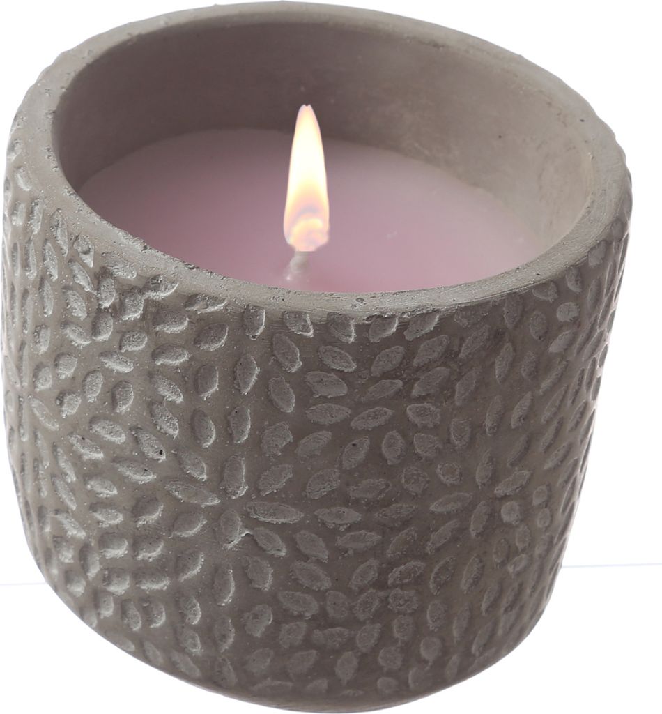 Duftkerze CITRONELLA - Outdoor Echtwachskerze im Betontopf - H: 9,5cm - rosa
