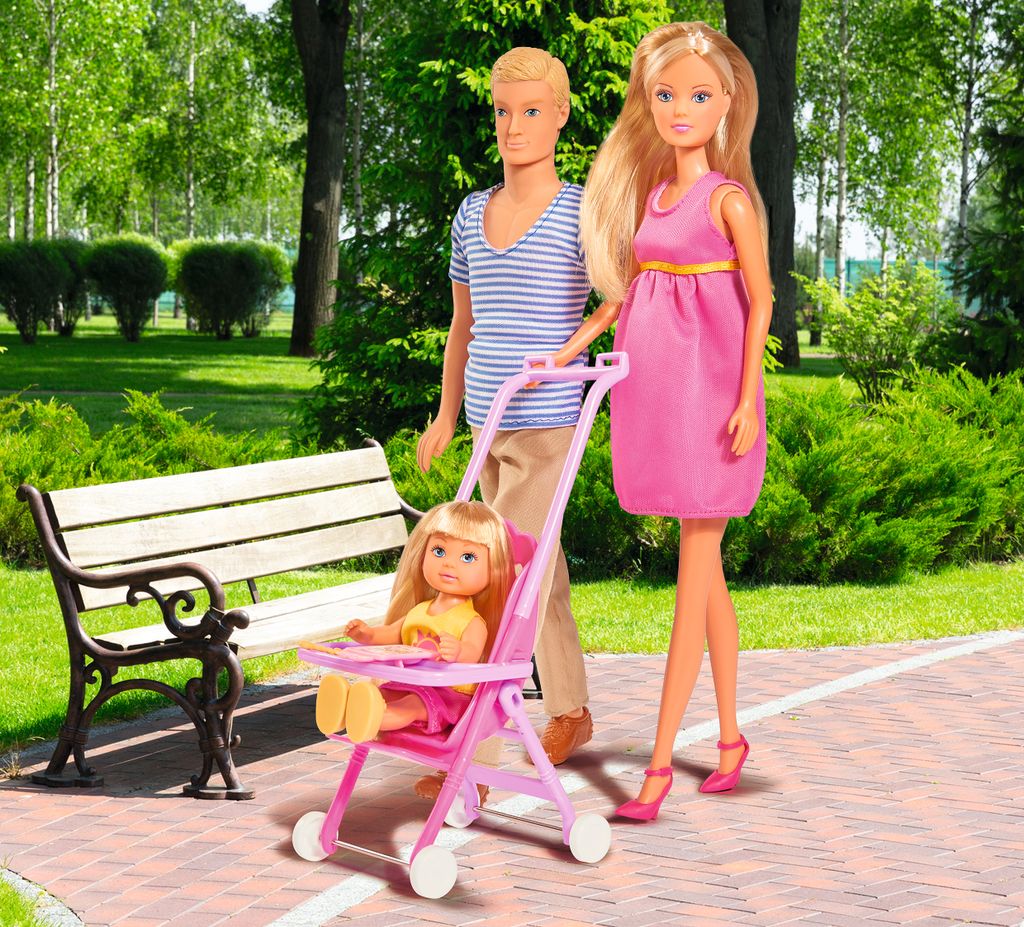 karte Barbie Set Puppe Schwanger Familie Kinderwagen Tochter Baby 