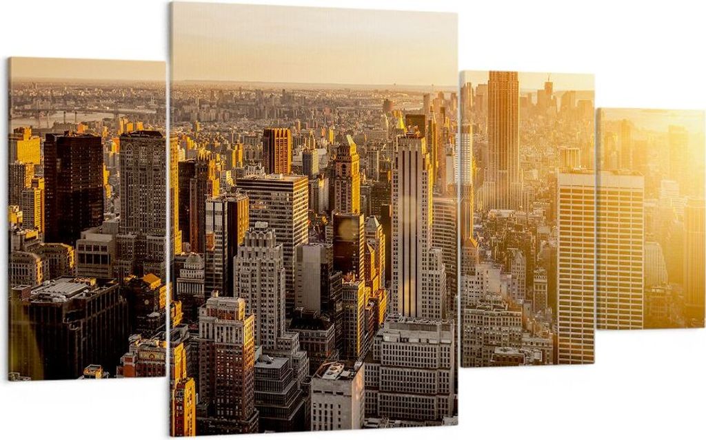 Bild auf Leinwand - Leinwandbild - New York Wolkenkratzer Manhattan - 160x90cm - Wand Bild - Wanddeko - Leinwanddruck - Bilder - Kunstdruck - Leinw...