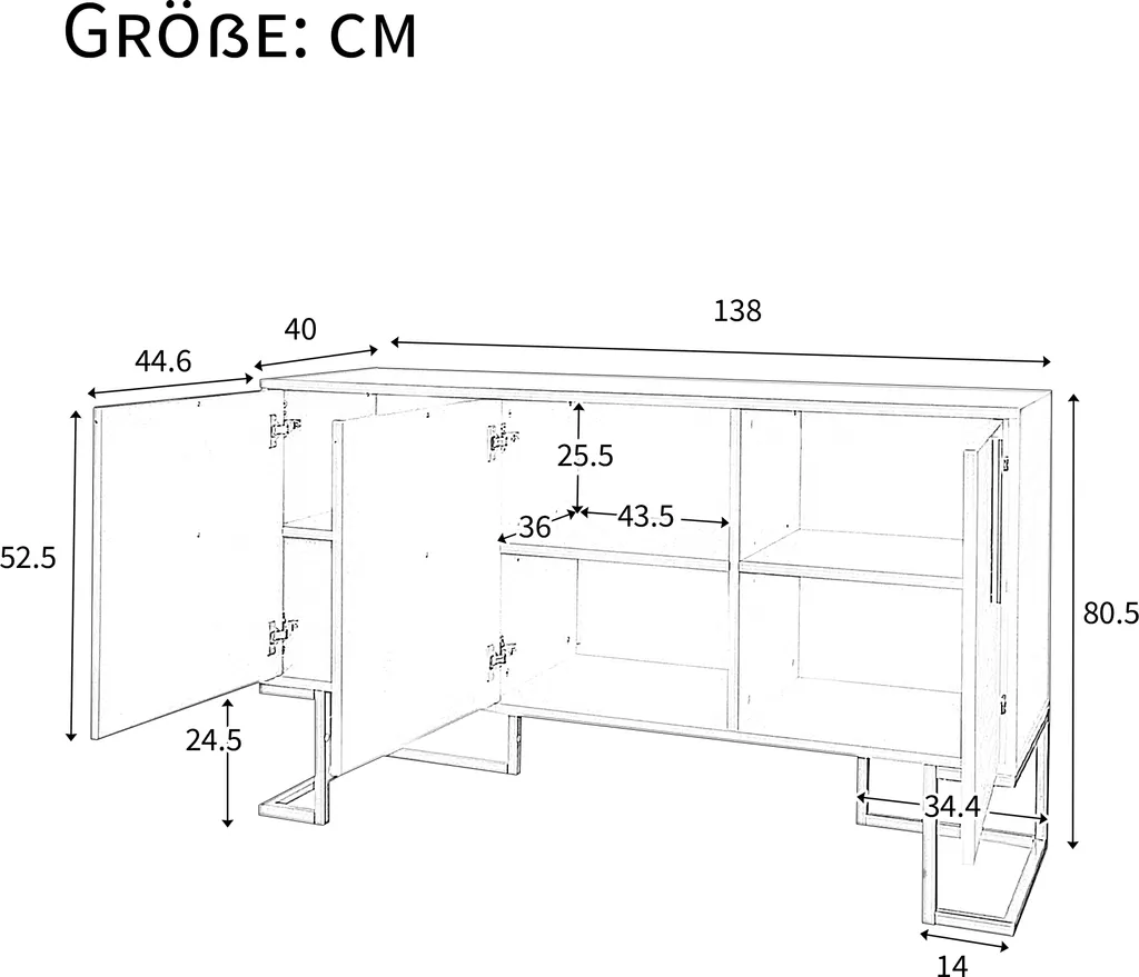 Meuble Buffet 138cm Bleu : Rangez Tout Facilement avec ce Sideboard Chic - 8