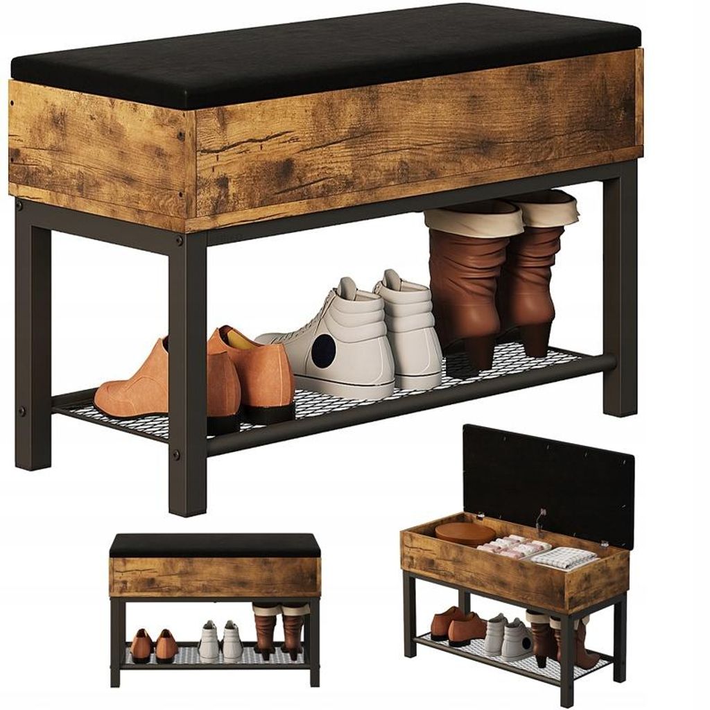Meuble à chaussures avec siège et rangement pour l'entrée - Image du produit 