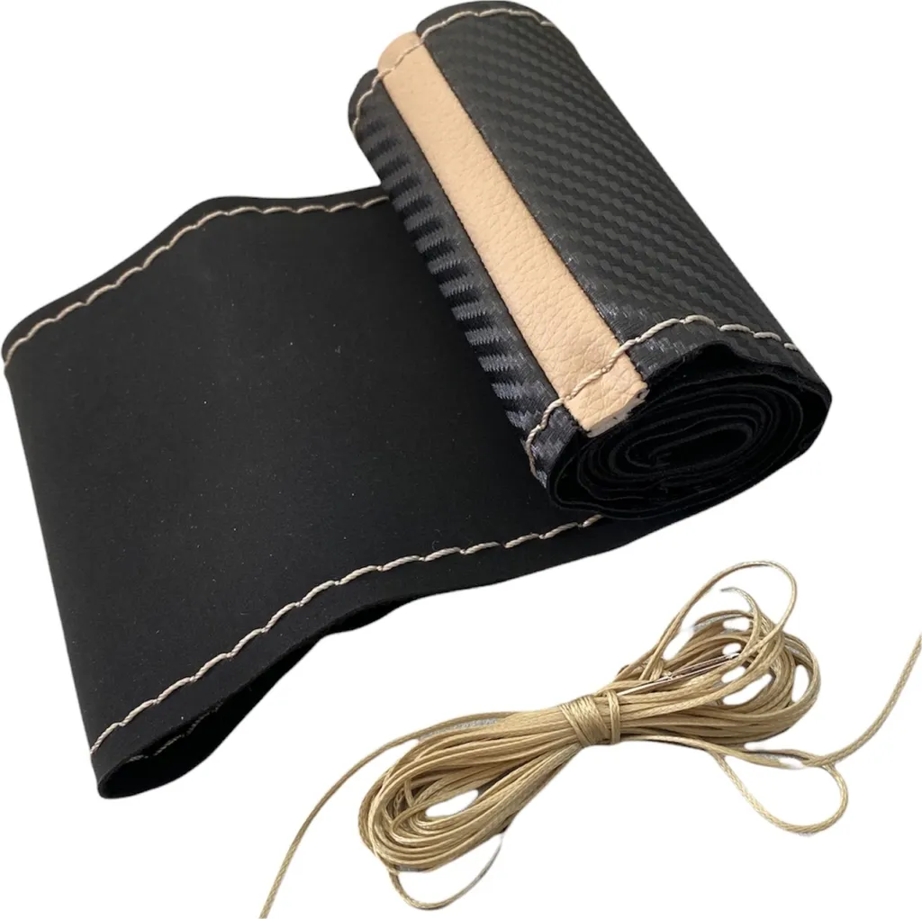 Coprivolante Sportivo LB109 Alcantara e Carbonio Cuciture Beige 37-39