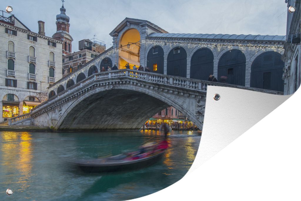 MuchoWow 90x60 cm Outdoor-Poster Gartendeko Sichtschutz Garten Poster für den Garten Venedig - Brücke - Italien