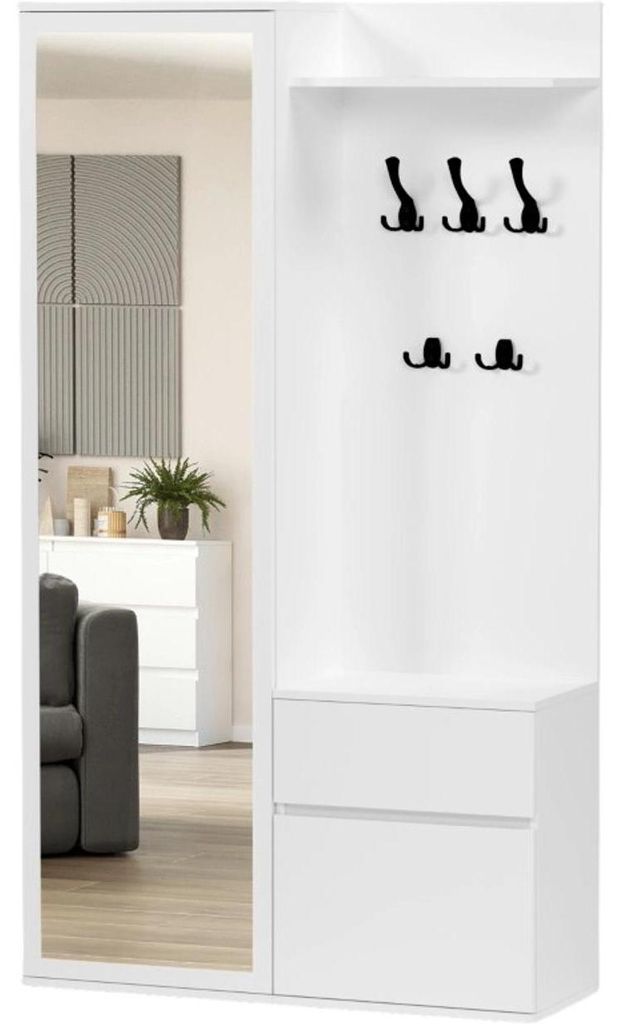 Garderobe - Weiß - 100 x 35 x 181 cm - Modern V-5 Produktbild 