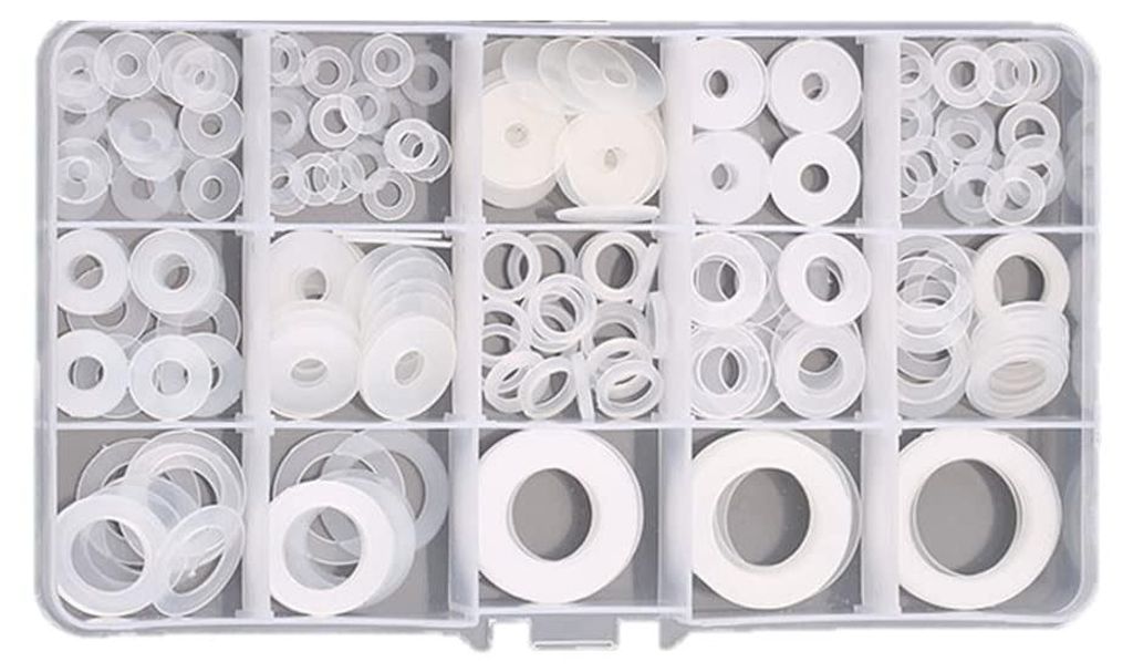 Set mit 250 weichen Kunststoffringen, Nylon-Isolierringen und Unterlegscheiben zur Schraubbefestigung (M3,5-M20)