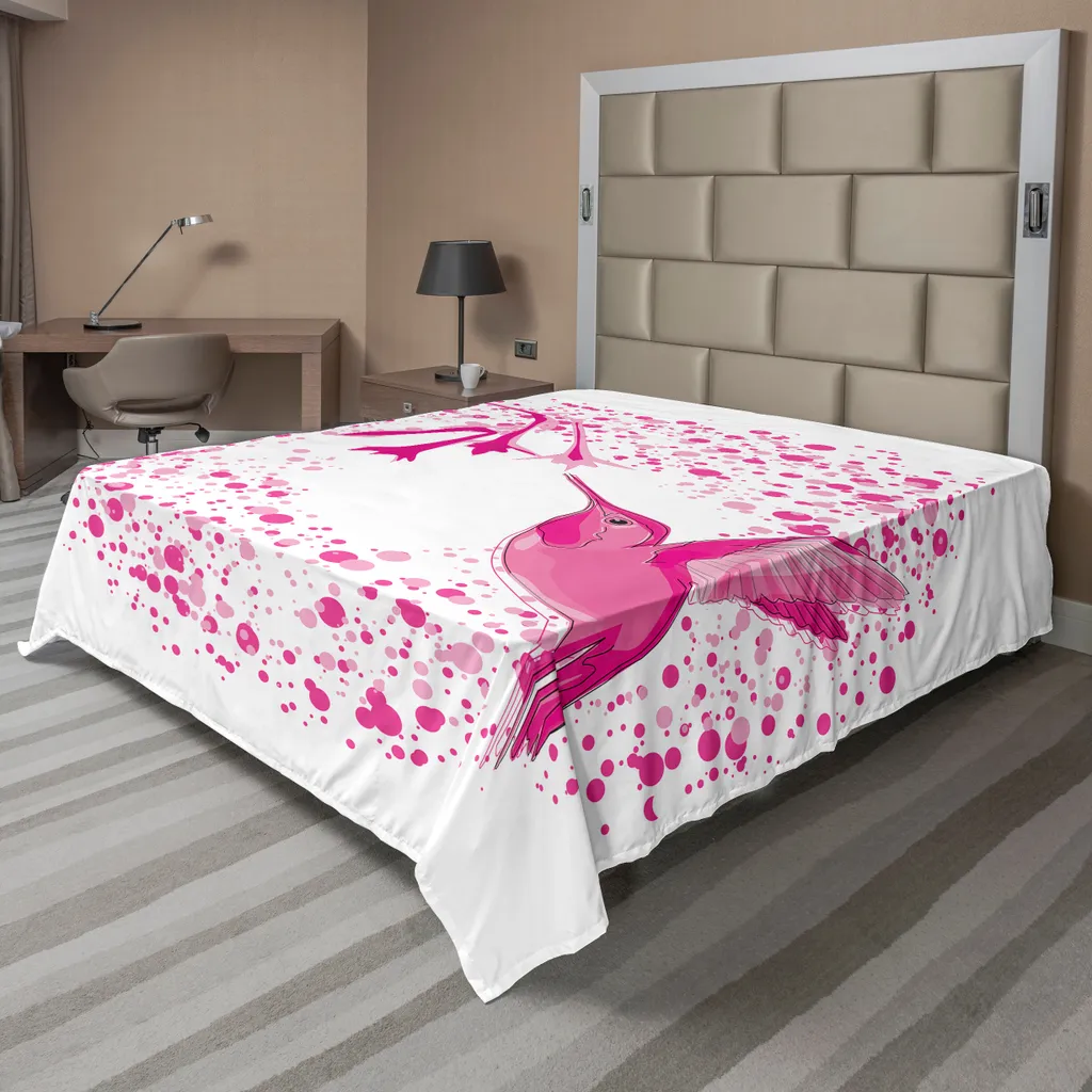 Drap de Dessus Décoratif pour Lit Double Motif Colibri Jardin 266x260cm