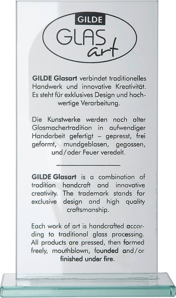 Gilde Glas Aufsteller"GILDE GLAS Art" VE 2 (BxHxL) 11,5 cm x 20,5 cm x 7 cm Informationsaufsteller zur Herstellung Sie kaufen hier immer ein Set vo...