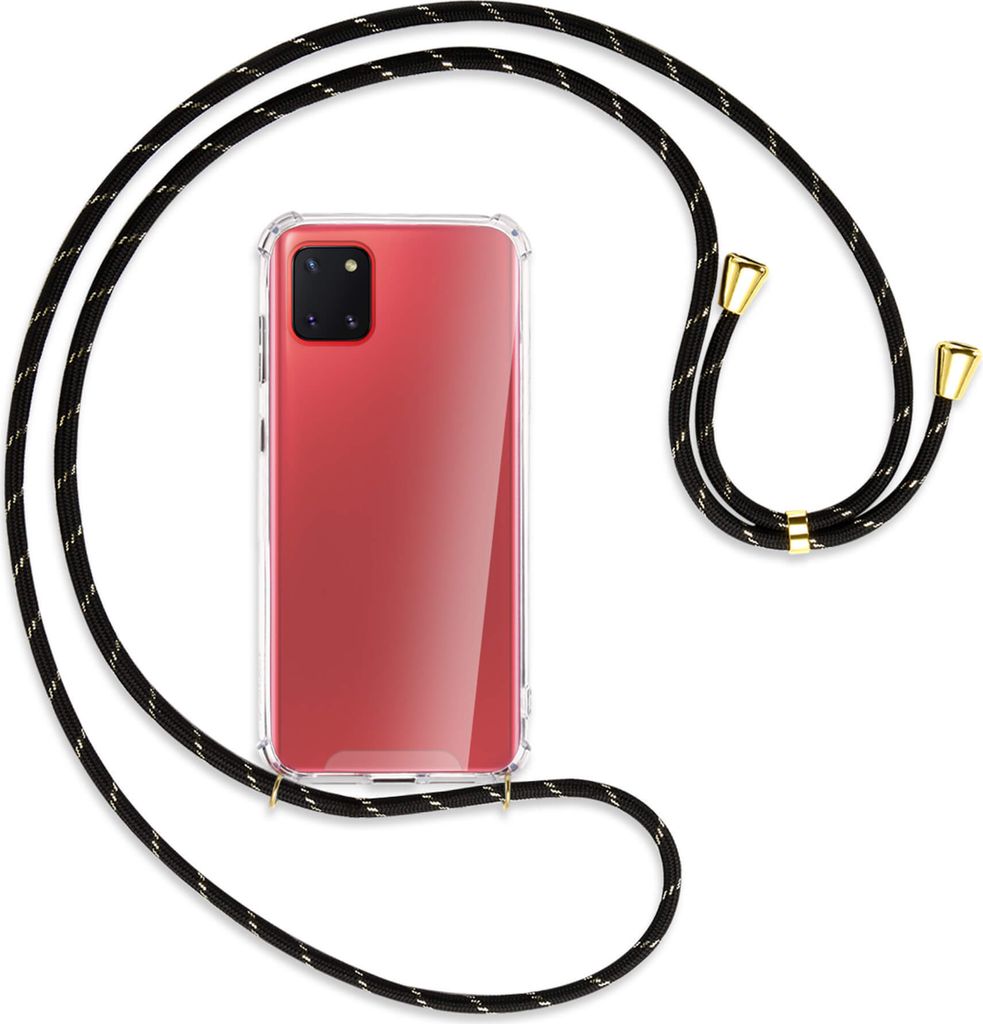 Handykette Backcover-Schutzhülle mit Band (Metall goldfarben) für Samsung Galaxy Note 10 Lite - schwarz/gold