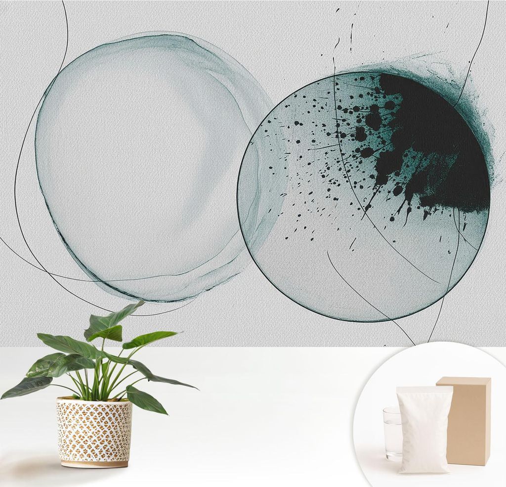 Fototapete - 152x104 cm - Tapete - Wandtapete - Wandbilder - Dekofolie - Tapete Folie - Wand - Dekoration - Wohnzimmer - Grüne Kreise
