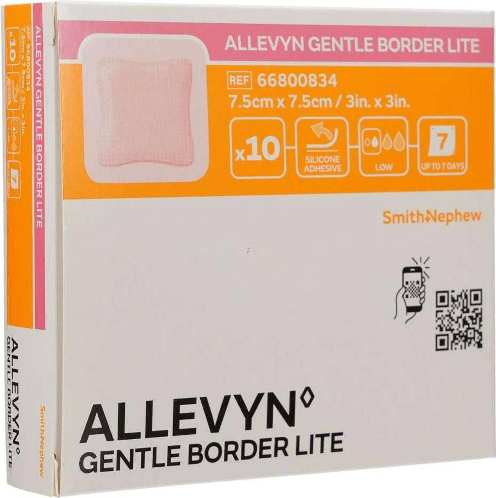 Allevyn Gentle Border Lite 7,5x7,5 cm pansement mousse. 10 Image du produit 