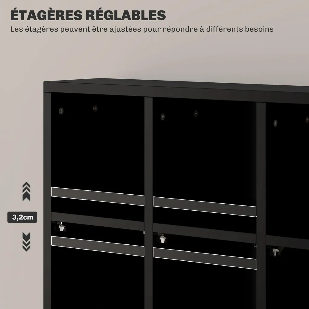 Étagère Multimédia Noire pour 456 CD - Bibliothèque Bois Modulable - 4