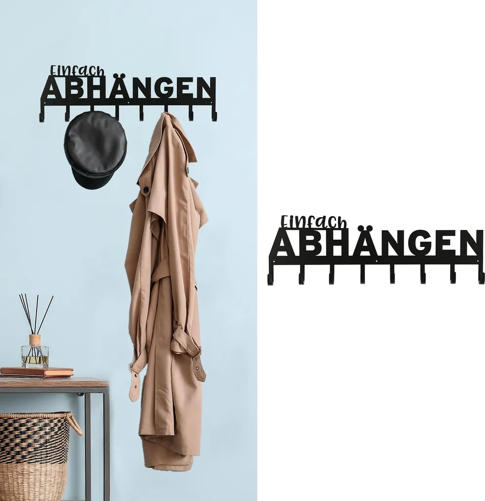 Barre à crochets Einfach Abhängen en fer avec 8 supports de vêtements