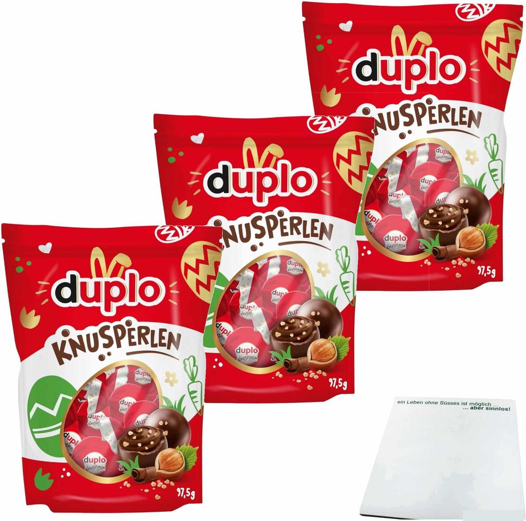 duplo Knusperlen Ostern 3er Pack (3x97,5g Packung) + usy Block