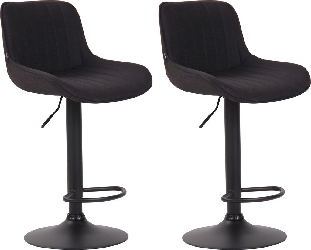 CLP 2er Set Barhocker Lentini Stoff 360° Drehbar Höhenverstellbar Farbe:schwarz;Gestell Farbe:schwarz
