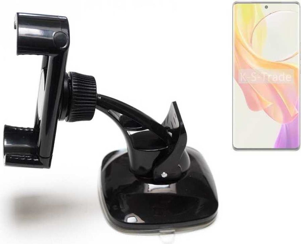 K-S-Trade kompakte Handy-Halterung Windschutzscheibe kompatibel mit Vivo V29 Lite 5G Armaturenbrett schwarz Autohalterung KFZ Halter