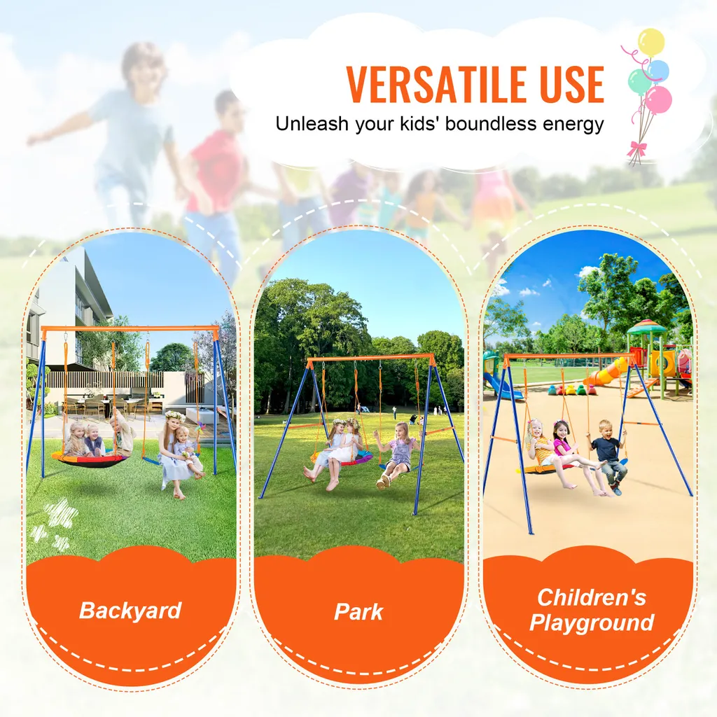VEVOR Swing Set Giardino: Altalena ad Alta Portata 200kg Nera - 6