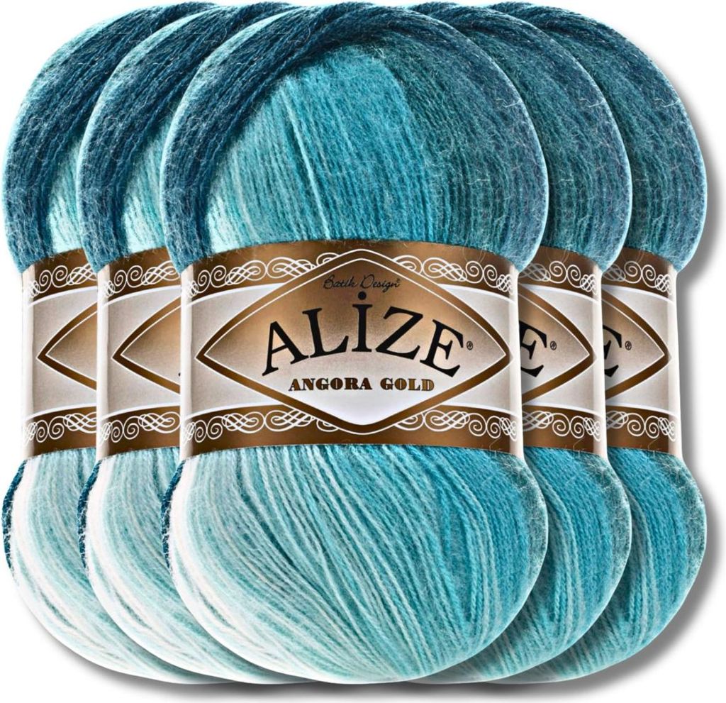 Alize 5x 100g Angora Gold Batik Wolle mit Farbverlauf, Produktbild 