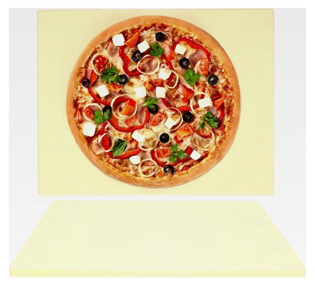 G GOOD GAIN Runder Pizzastein für Ofen und Grill, 38,1 cm, beigefarbener Cordierit-Backstein für knusprige Kruste, Brot, Kuchen, langlebiges und ...