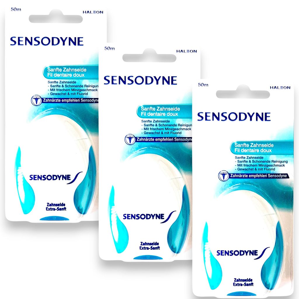 3x Sensodyne Zahnseide extra sanft - 3x 50m