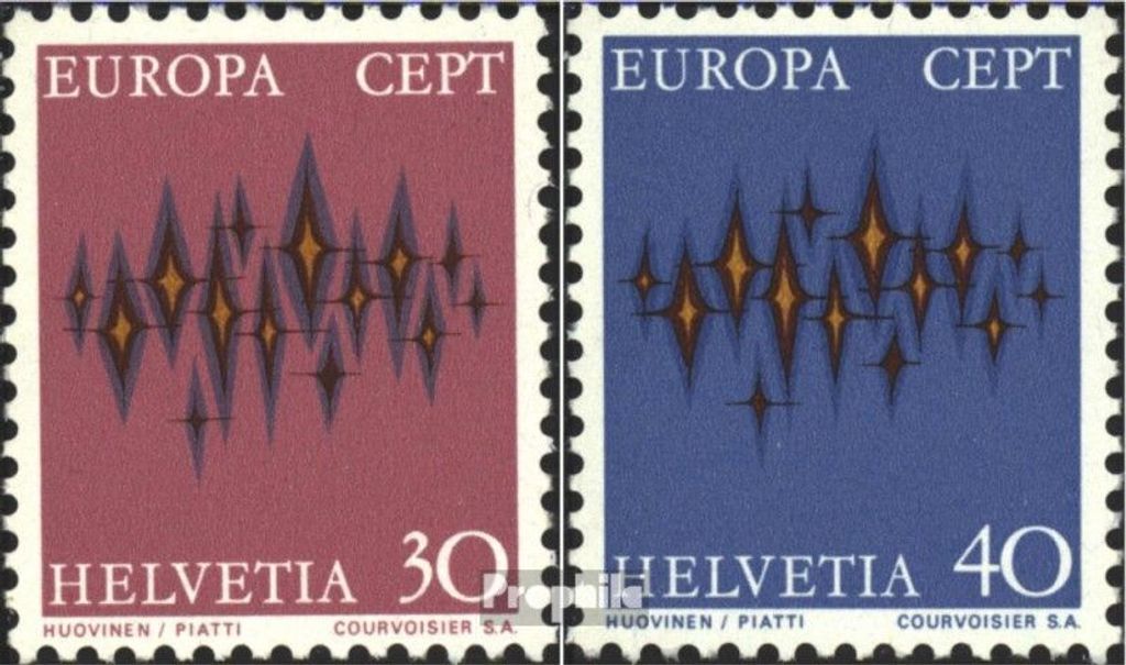 Briefmarken Schweiz 1972 Mi 969-970 (kompl.Ausgabe) postfrisch Europa