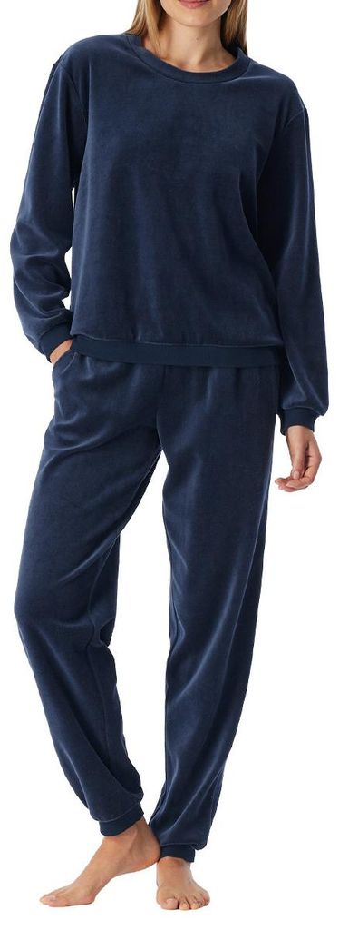 Schiesser Casual Velour Schlafanzug Set aus Langarm-Shirt Produktbild 