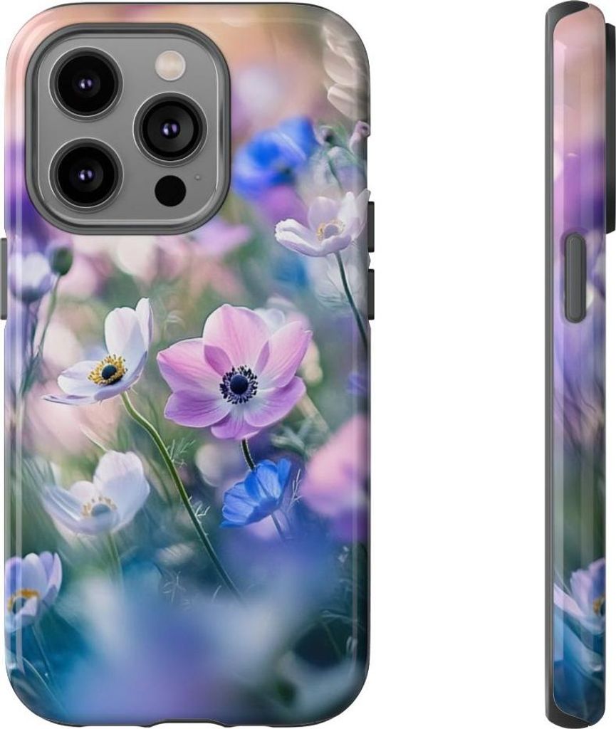 Zarte Pastell-Anemonen – Hülle Kompatibel mit iPhone 14 Pro