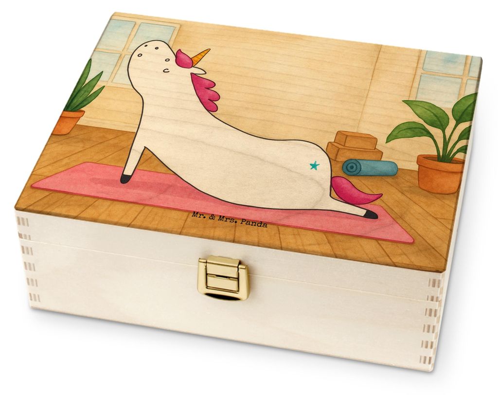 Mr. & Mrs. Panda Teebeutel Aufbewahrung Einhorn Yoga Design - Weiß - Geschenk, Unicorn, Teebox, Einhörner, Sport, Tee, Achtsamkeit, Beutel Halter...