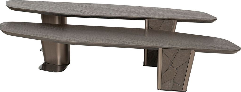 Casa Padrino Luxus Couchtisch 2er Set Dunkelbraun / Bronze - Luxus Wohnzimmertische - Wohnzimmer Möbel - Hotel Möbel - Luxus Möbel